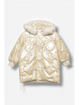 Куртка дитяча для дівчинки демісезонна молочного кольору 9318 207877C Куртка дитяча для дівчинки демісезонна молочного кольору 9318 207877C