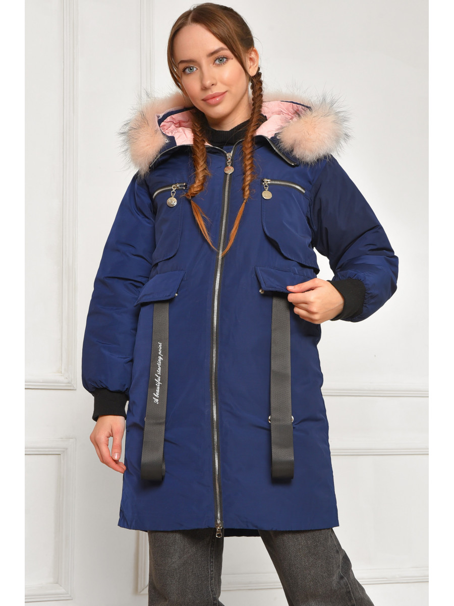 Куртка підліткова для дівчинки демісезонна темно-синього кольору. 91808 207882C