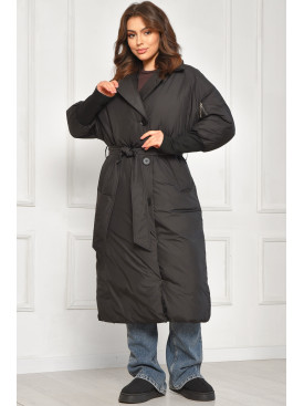 Куртка жіноча подовжена зимова чорного кольору 5602 207886C Куртка жіноча подовжена зимова чорного кольору 5602 207886C