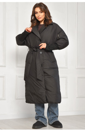 Куртка жіноча подовжена зимова чорного кольору 5602 207886C Куртка жіноча подовжена зимова чорного кольору 5602 207886C