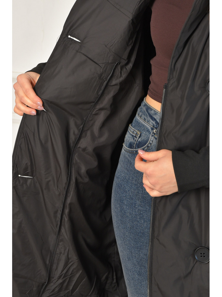 Куртка жіноча подовжена зимова чорного кольору 5602 207886C