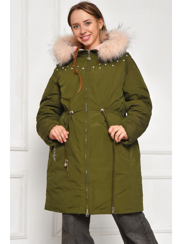 Куртка підліткова для дівчинки єврозима темно-зеленого кольору 207892C