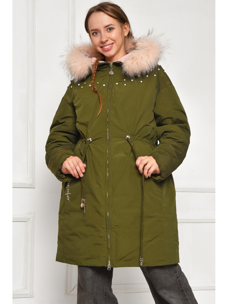 Куртка підліткова для дівчинки єврозима темно-зеленого кольору 207892C