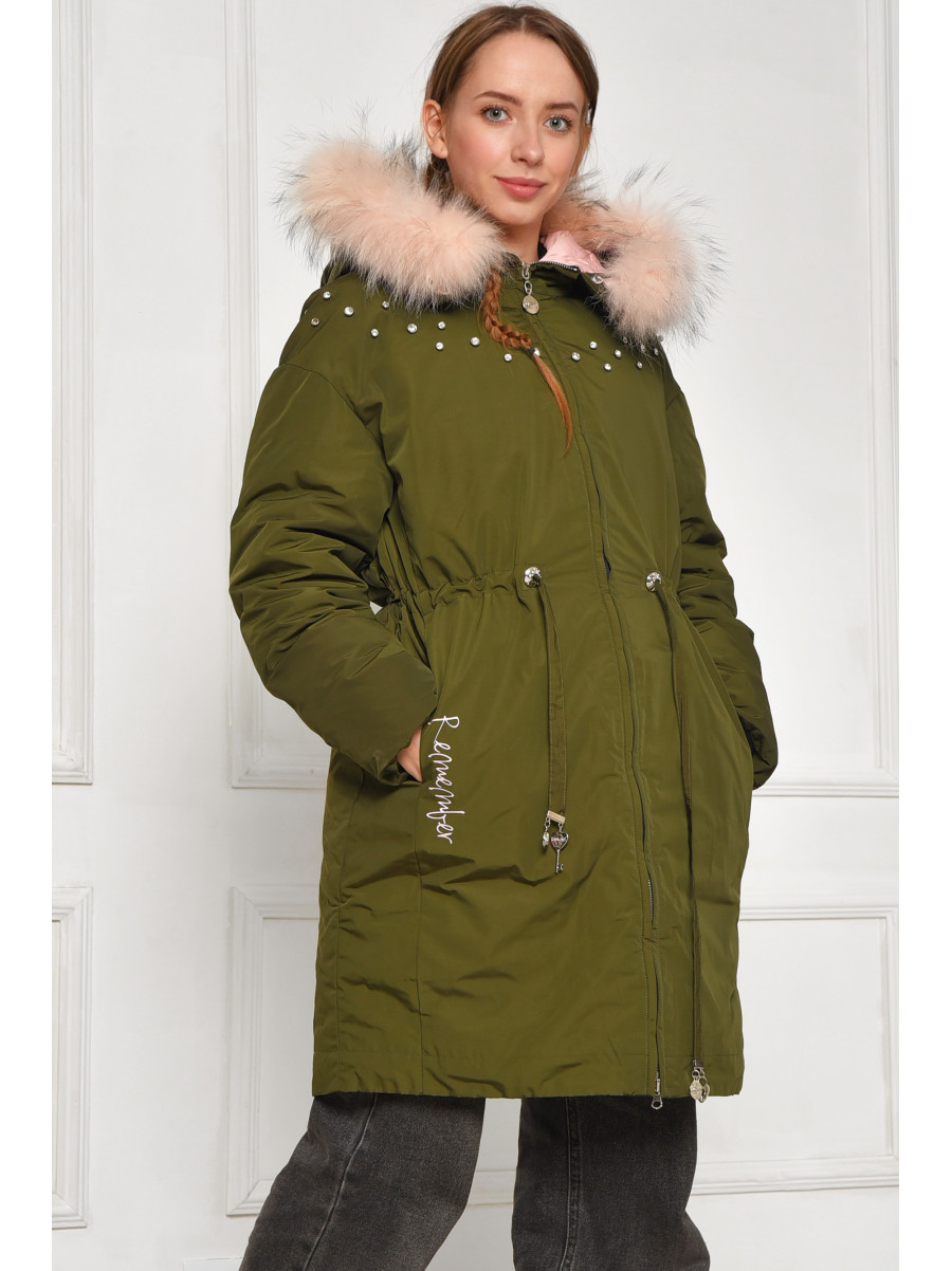 Куртка підліткова для дівчинки єврозима темно-зеленого кольору 207892C