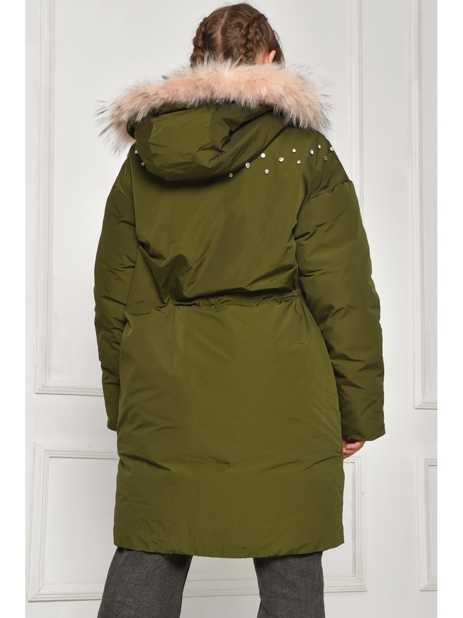 Куртка підліткова для дівчинки єврозима темно-зеленого кольору 207892C