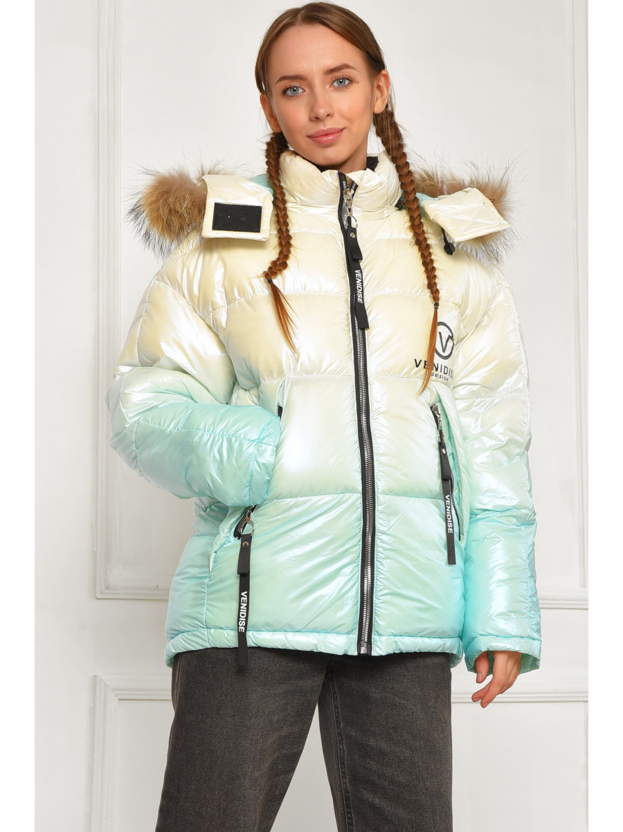 Куртка підліткова для дівчинки єврозима білого кольору з принтом 99108 207893C