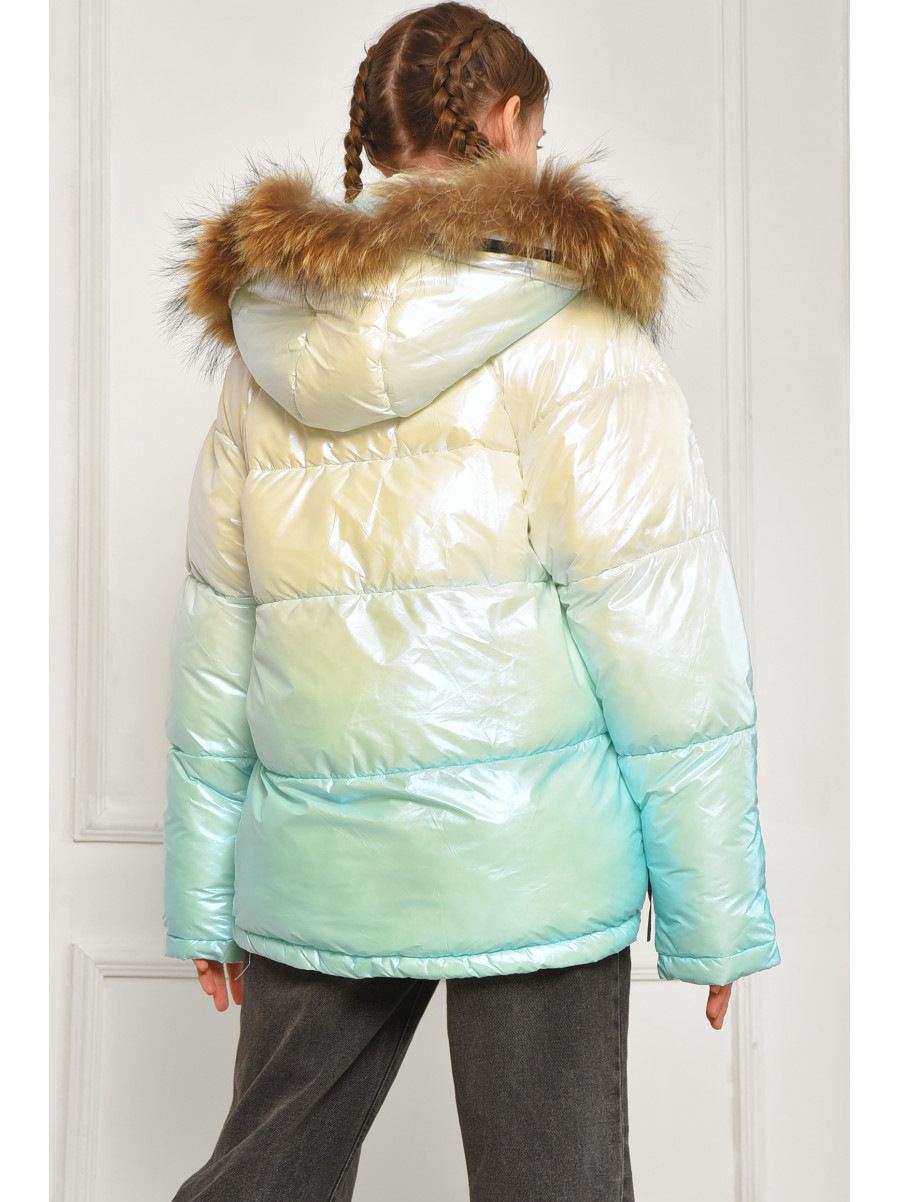 Куртка підліткова для дівчинки єврозима білого кольору з принтом 99108 207893C