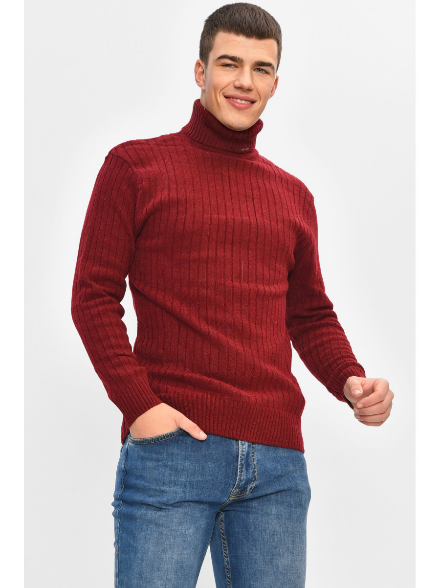 Гольф чоловічий однотонний акрил бордового кольору 57124 207907C