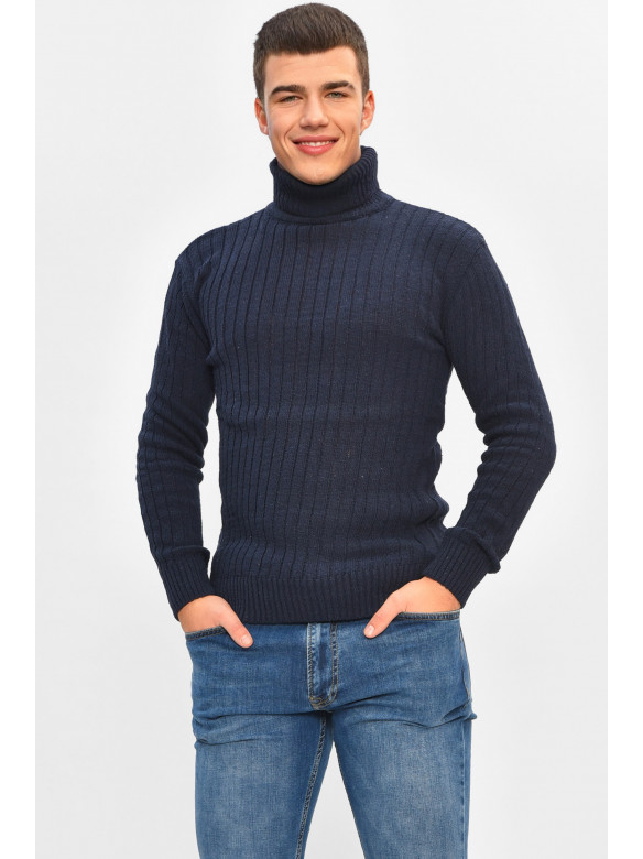 Гольф мужской однотонный акрил темно-синего цвета 57111 207908C