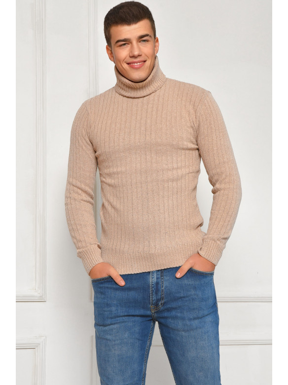 Гольф мужской однотонный акрил бежевого цвета 207911C