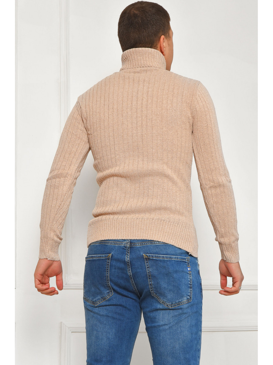 Гольф мужской однотонный акрил бежевого цвета 207911C