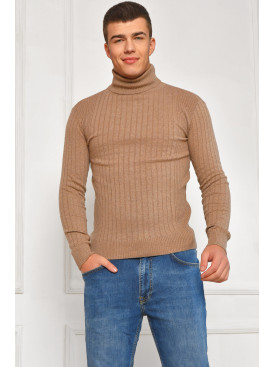 Гольф мужской однотонный акрил темно-бежевого цвета 57111 207915C