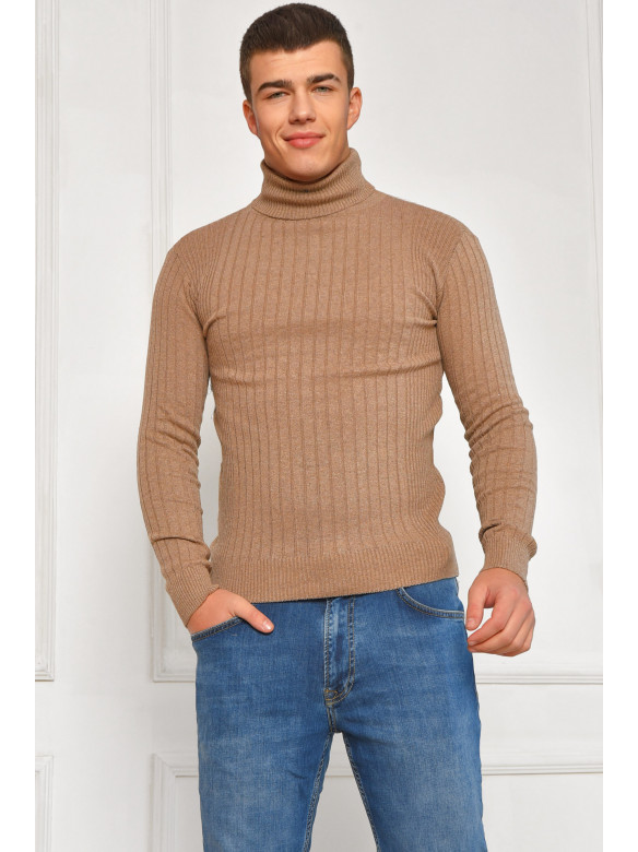 Гольф мужской однотонный акрил темно-бежевого цвета 57111 207915C