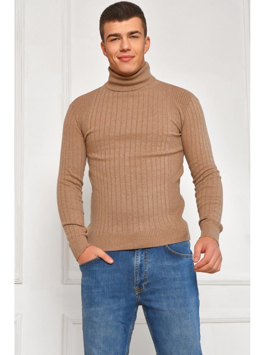 Гольф мужской однотонный акрил темно-бежевого цвета 57111 207915C