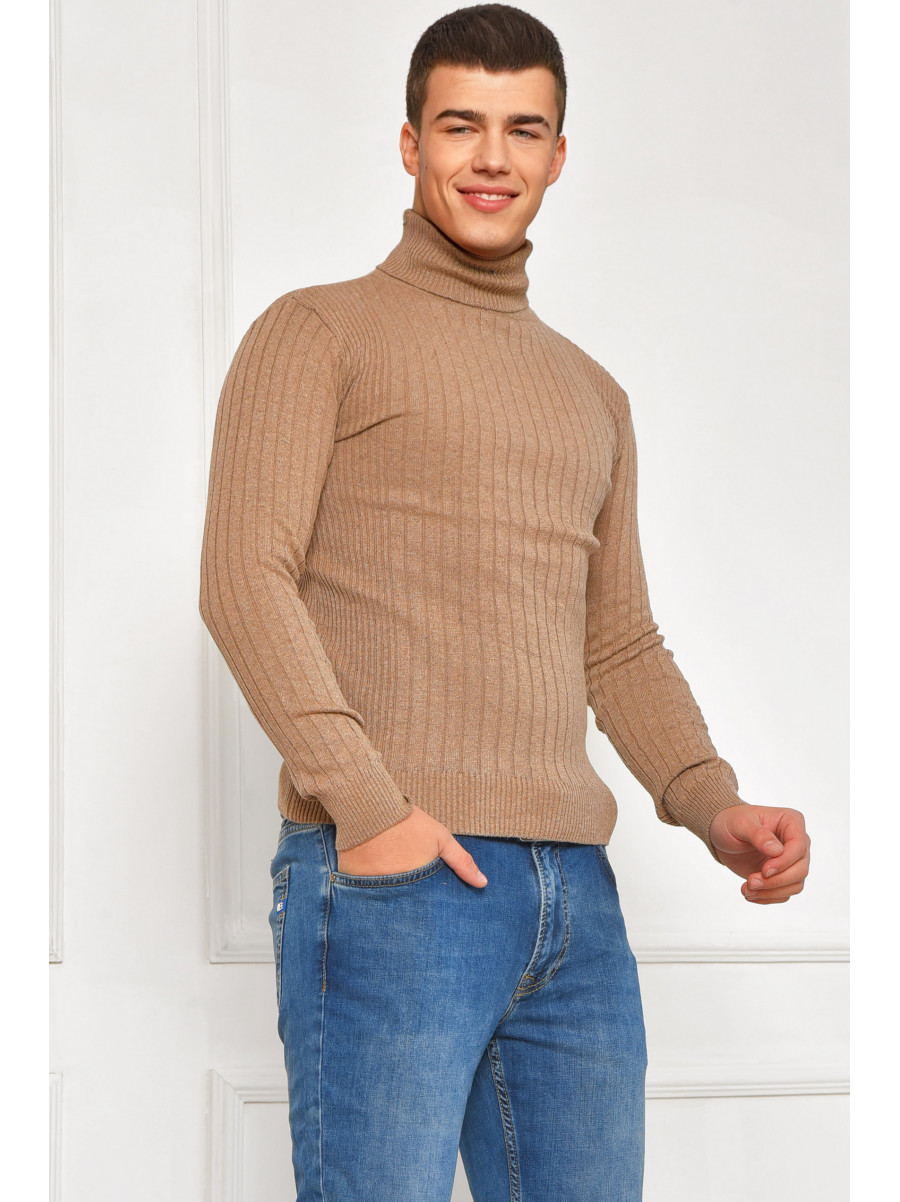 Гольф мужской однотонный акрил темно-бежевого цвета 57111 207915C