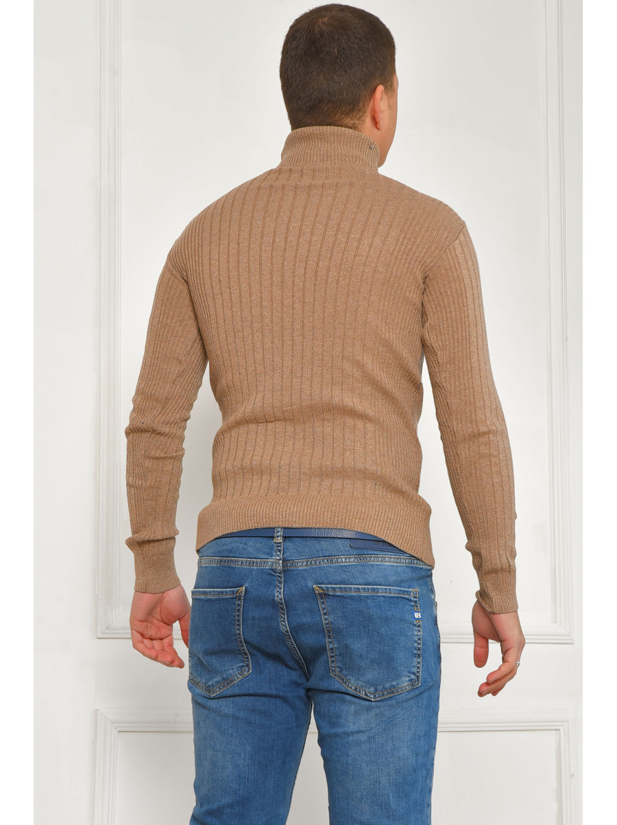 Гольф мужской однотонный акрил темно-бежевого цвета 57111 207915C