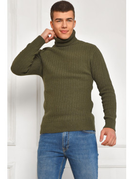 Гольф мужской однотонный акрил цвета хаки 207918C Гольф мужской однотонный акрил цвета хаки 207918C