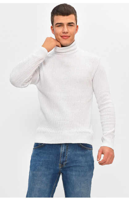 Гольф мужской однотонный акрил белого цвета 57121 207920C Гольф мужской однотонный акрил белого цвета 57121 207920C