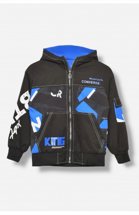 Куртка дитяча для хлопчика двостороння чорно-синього кольору 21А-51 207927C