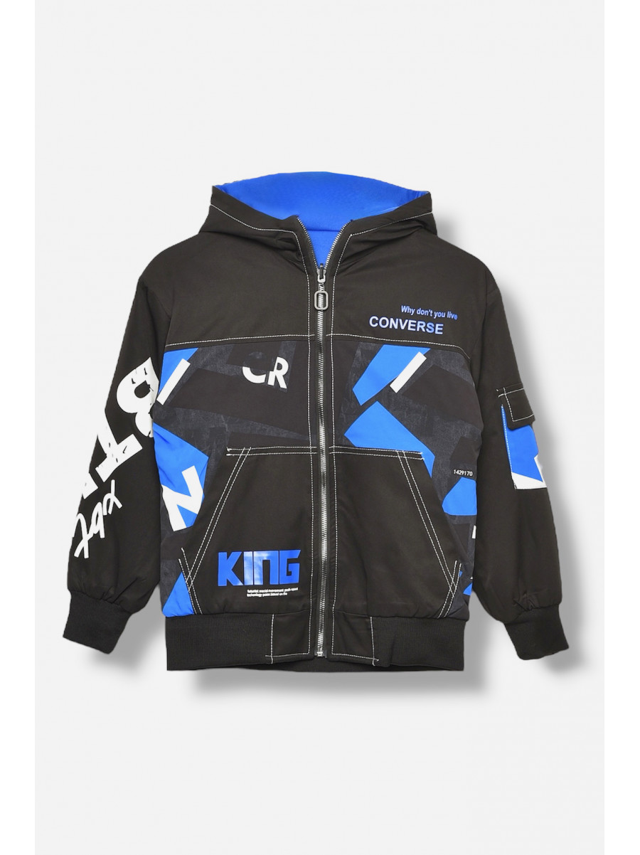 Куртка дитяча для хлопчика двостороння чорно-синього кольору 21А-51 207927C