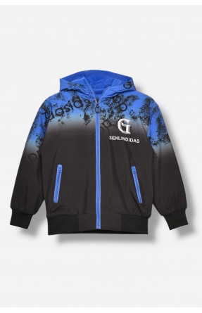 Куртка дитяча для хлопчика двостороння чорно-синього кольору 21А-29 207928C