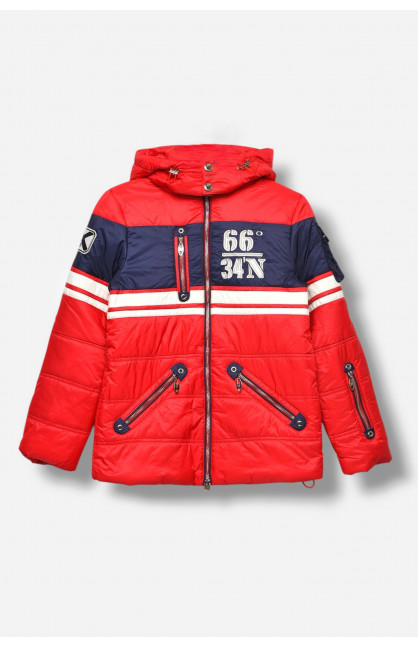 Куртка дитяча для хлопчика червоного кольору з принтом 1622 207931C