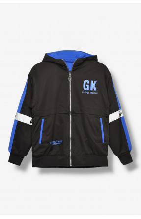 Куртка підліткова для хлопчика двостороння чорно-синього кольору. 21А-52 207932C