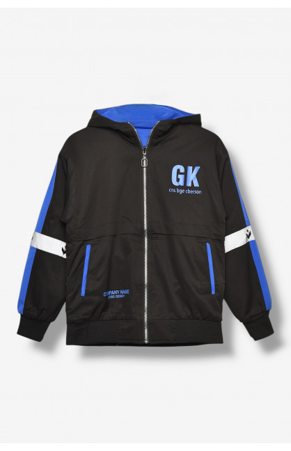 Куртка підліткова для хлопчика двостороння чорно-синього кольору. 21А-52 207932C