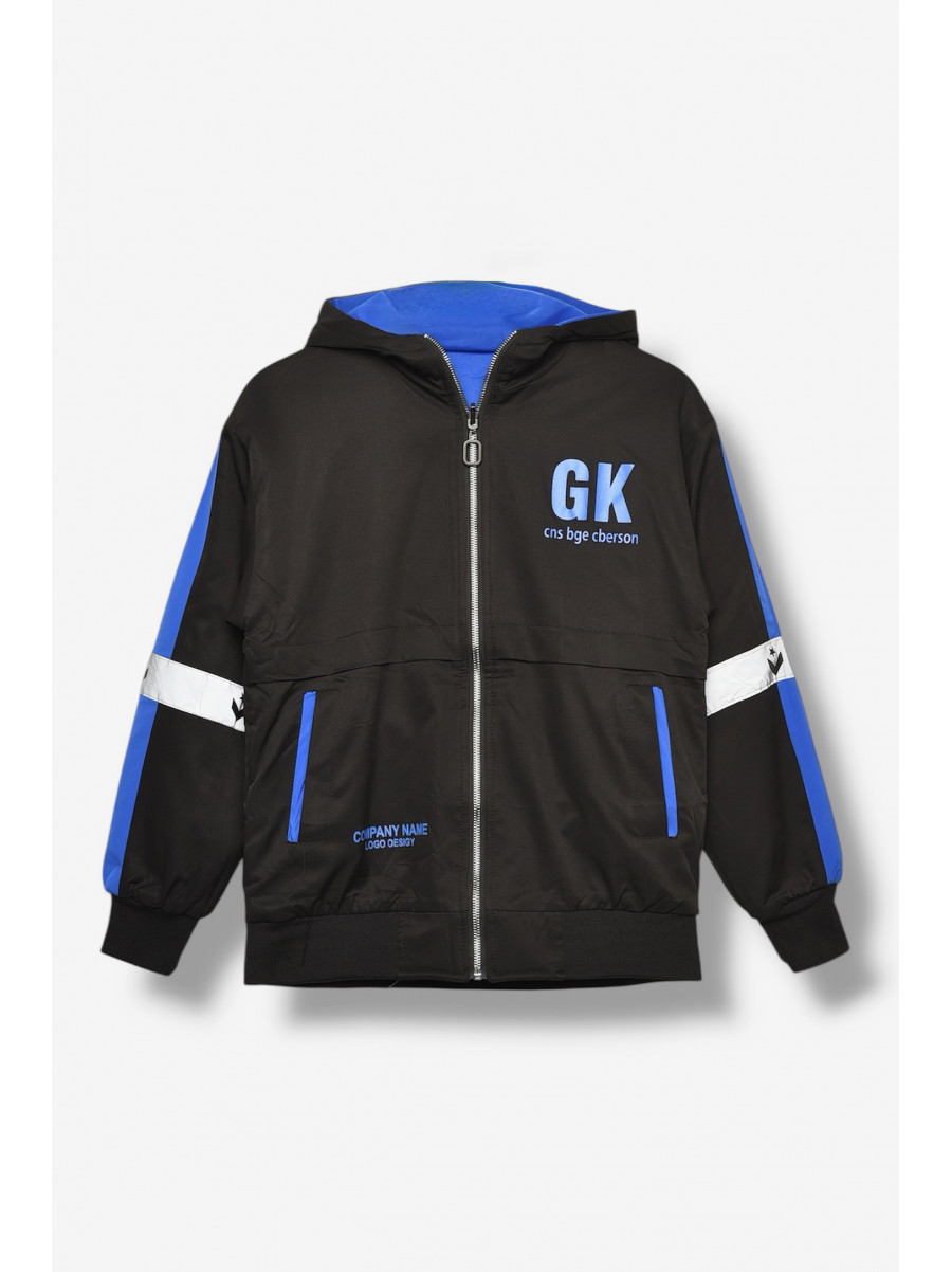 Куртка підліткова для хлопчика двостороння чорно-синього кольору. 21А-52 207932C