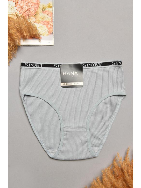 Трусы женские полубатальные в рубчик серого цвета 38294 207939C