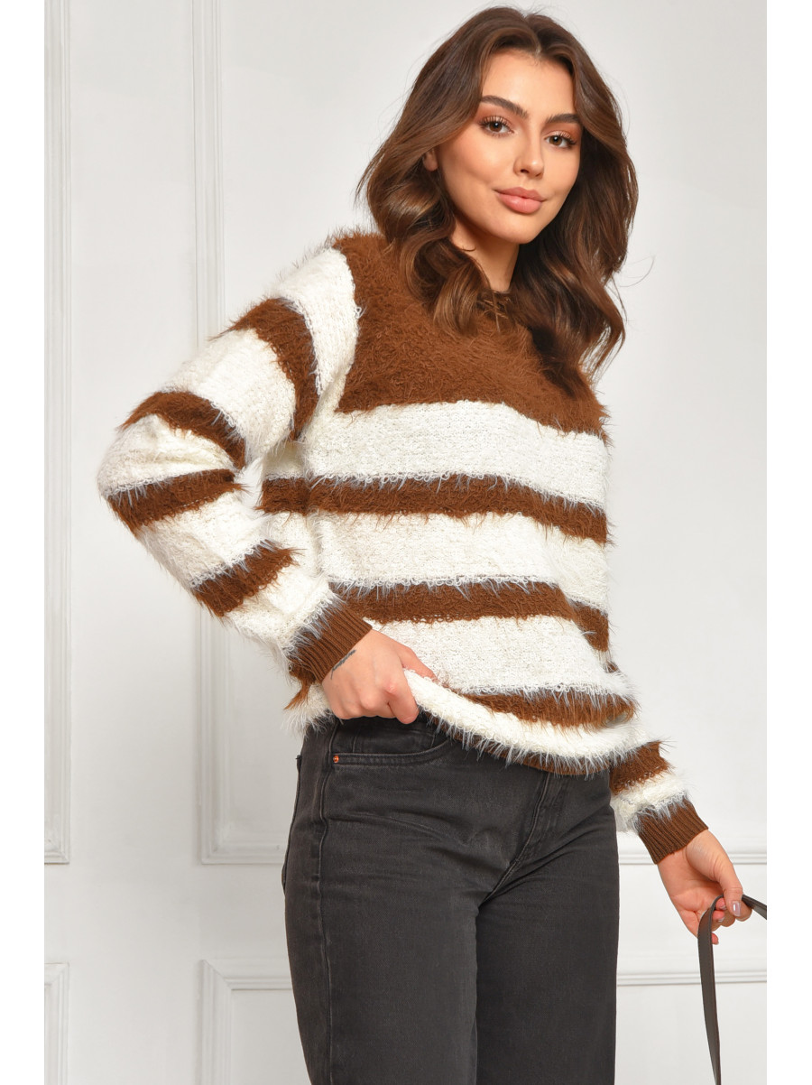 Свитер женский травка коричневого цвета а5333 207944C