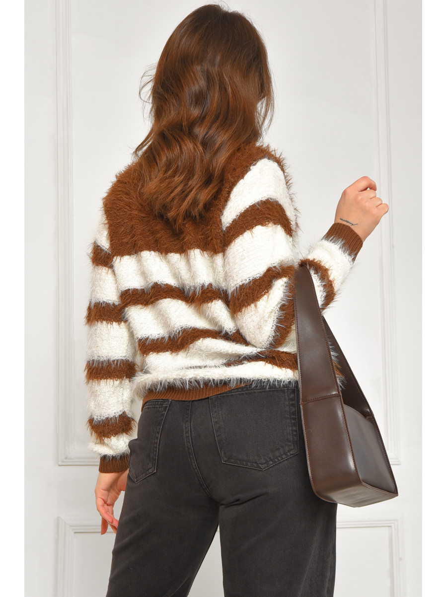 Свитер женский травка коричневого цвета а5333 207944C