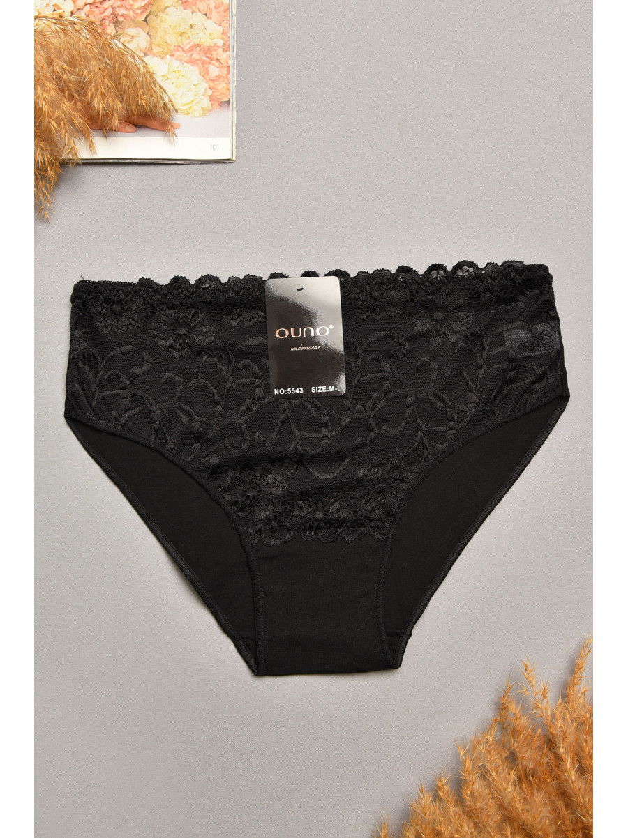 Трусы женские чорного цвета с гипюровыми вставками 5543 207963C