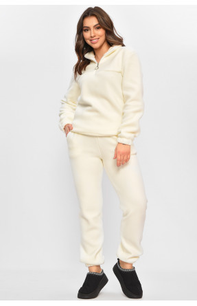 Спортивный костюм женский однотонный на флисе молочного цвета 773 207964C Спортивный костюм женский однотонный на флисе молочного цвета 773 207964C