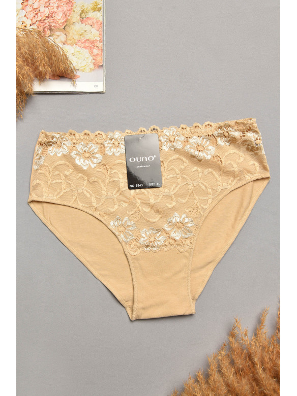 Трусы женские бежевого цвета с гипюровыми вставками 5543 207966C