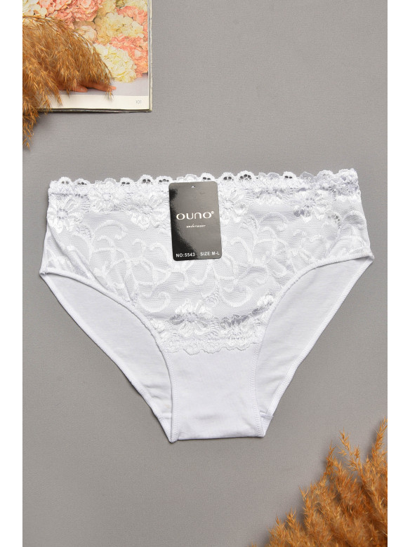 Трусы женские белого цвета с гипюровыми вставками 5543 207967C