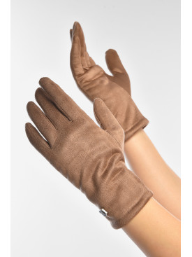Рукавички жіночі замшеві на штучному хутрі сенсорні бежевого кольору 2-32 207994C Рукавички жіночі замшеві на штучному хутрі сенсорні бежевого кольору 2-32 207994C