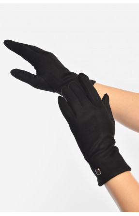 Рукавички жіночі замшеві на штучному хутрі сенсорні чорного кольору 2-32 207998C Рукавички жіночі замшеві на штучному хутрі сенсорні чорного кольору 2-32 207998C