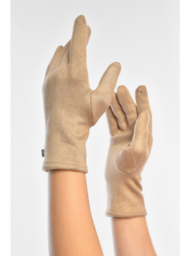 Рукавички жіночі замшеві на штучному хутрі сенсорні світло-бежевого кольору. 2-32 207999C Рукавички жіночі замшеві на штучному хутрі сенсорні світло-бежевого кольору. 2-32 207999C