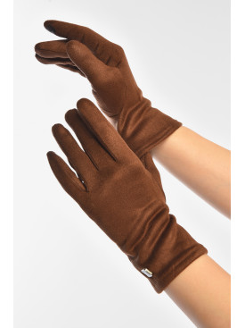 Рукавички жіночі замшеві на штучному хутрі сенсорні коричневого кольору 2-32 208000C Рукавички жіночі замшеві на штучному хутрі сенсорні коричневого кольору 2-32 208000C