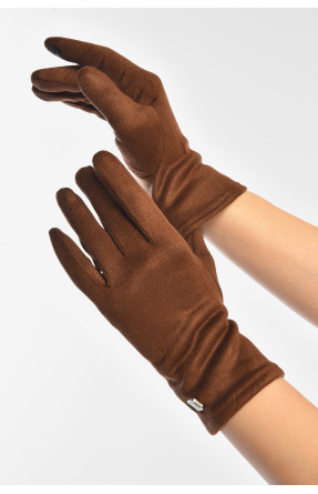 Рукавички жіночі замшеві на штучному хутрі сенсорні коричневого кольору 2-32 208000C Рукавички жіночі замшеві на штучному хутрі сенсорні коричневого кольору 2-32 208000C