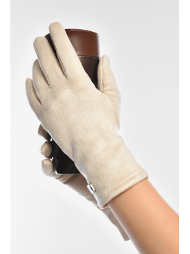 Рукавички жіночі замшеві на штучному хутрі сенсорні молочного кольору 2-32 208001C Рукавички жіночі замшеві на штучному хутрі сенсорні молочного кольору 2-32 208001C