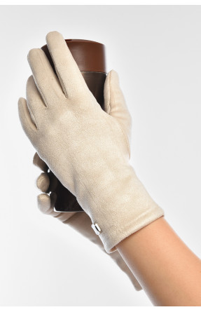 Рукавички жіночі замшеві на штучному хутрі сенсорні молочного кольору 2-32 208001C Рукавички жіночі замшеві на штучному хутрі сенсорні молочного кольору 2-32 208001C