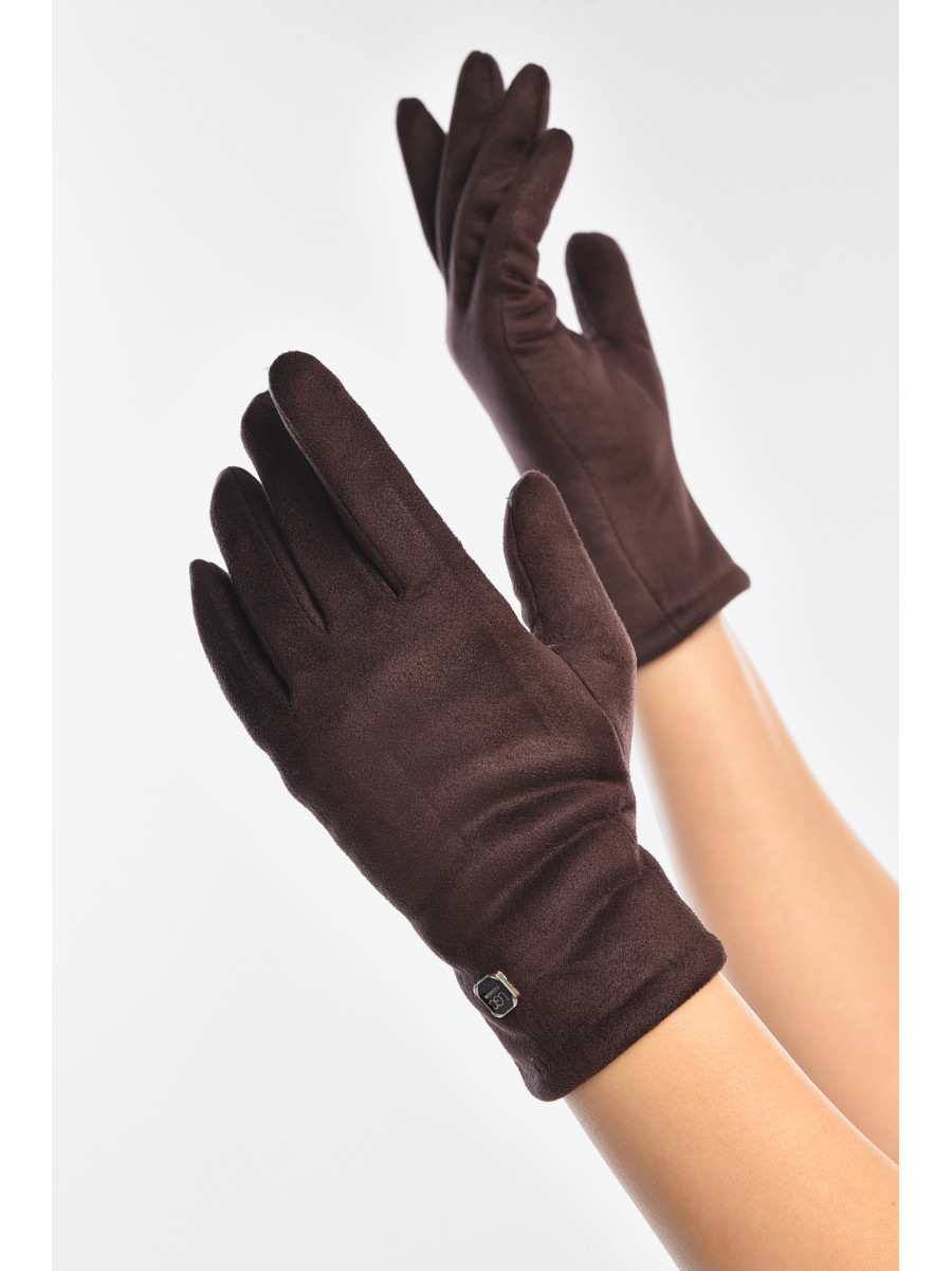 Рукавички жіночі замшеві на штучному хутрі сенсорні темно-бузкового кольору 2-32 208002C