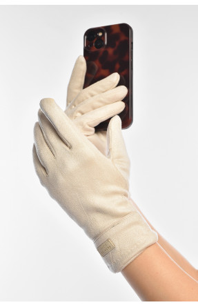 Перчатки женские замшевые на флисе сенсорные молочного цвета 2-35 208014C Перчатки женские замшевые на флисе сенсорные молочного цвета 2-35 208014C