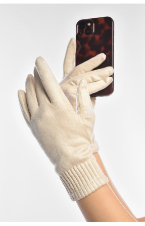 Перчатки женские замшевые на флисе сенсорные молочного цвета 2-31 208021C Перчатки женские замшевые на флисе сенсорные молочного цвета 2-31 208021C