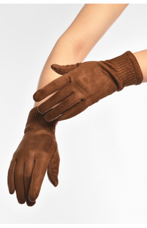 Перчатки женские замшевые на флисе сенсорные коричневого цвета 2-31 208022C Перчатки женские замшевые на флисе сенсорные коричневого цвета 2-31 208022C