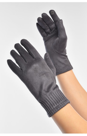Перчатки женские замшевые на флисе сенсорные тёмно-серого цвета 2-31 208024C