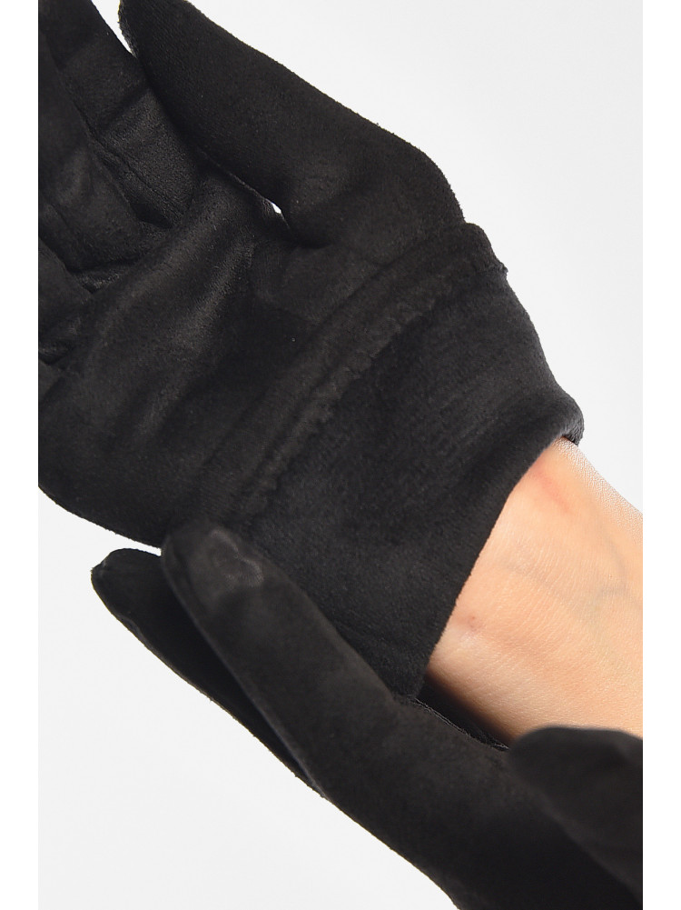 Рукавички жіночі замшеві на флісі сенсорні чорного кольору 2-31 208026C