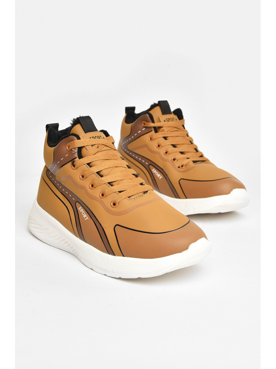 Кроссовки мужские светло-коричневого цвета на меху М 137 208030C